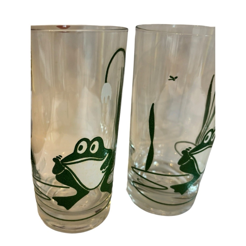 Vintage West Virginia Glass Frog 12 Oz Highball Glasses Set of 4 MCM - Picture 2 of 7